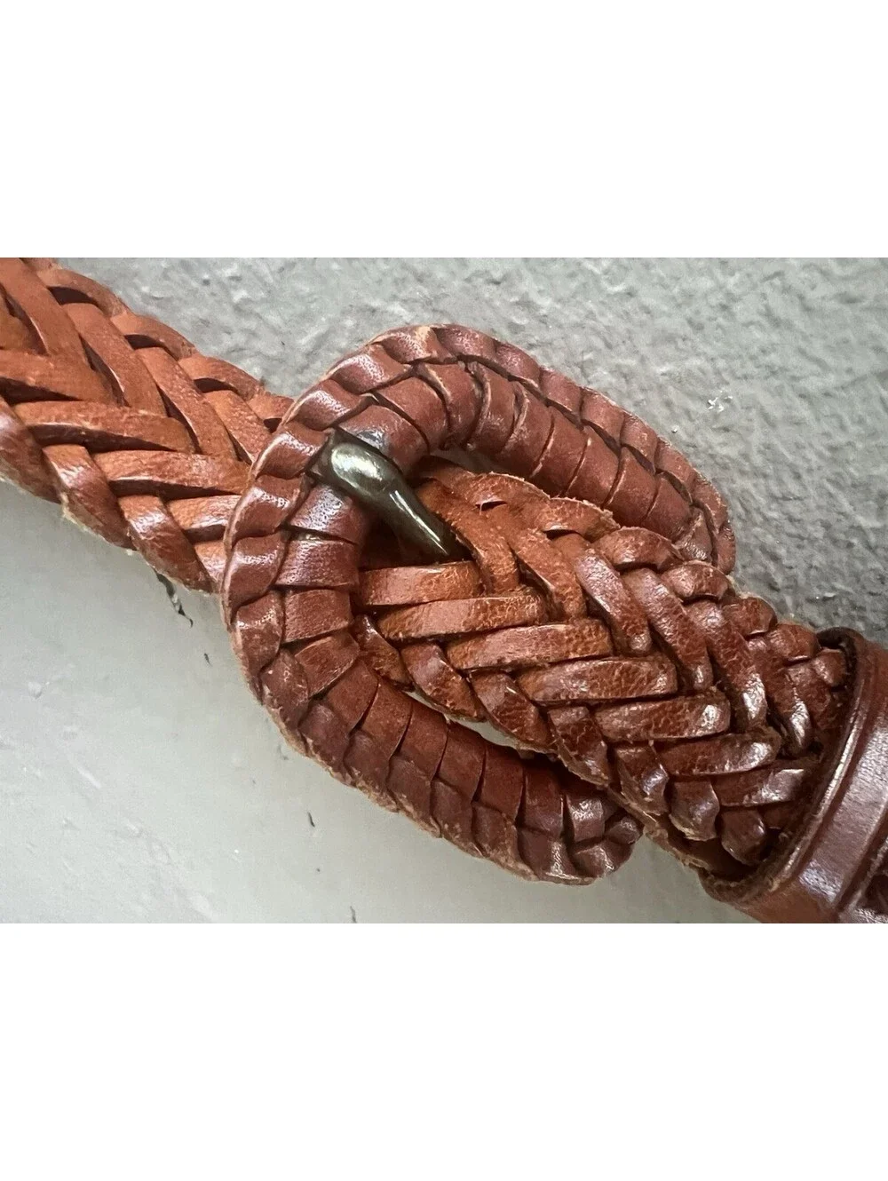 vintage Lands' End brown leather braided belt (style #506) in a size 34